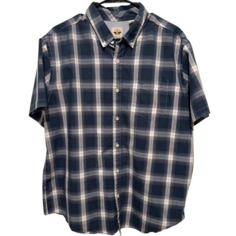Dockers Blue and White Checkered Button-Down Shirt
